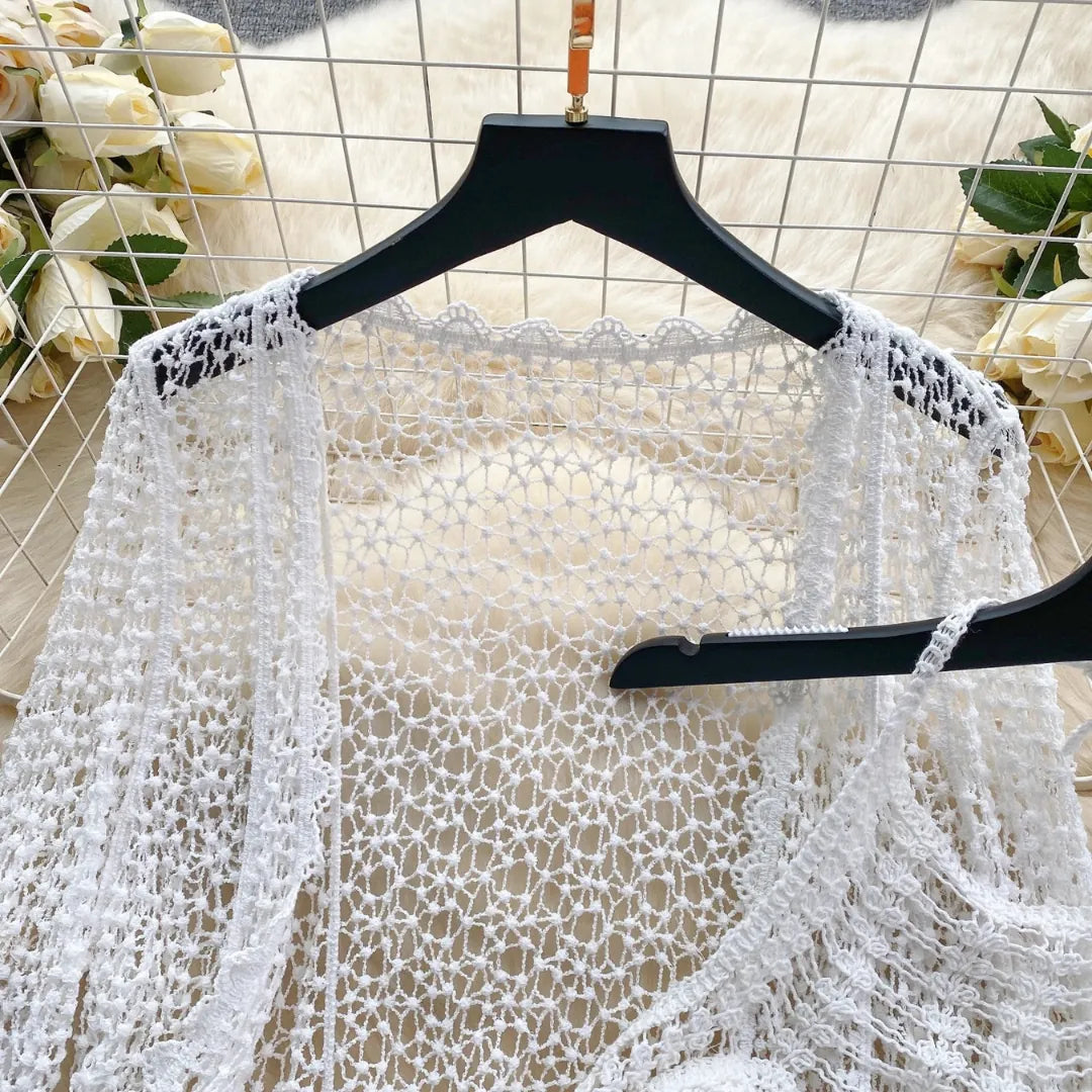 Saída de Praia em Crochê Branco Natural – Amalfi