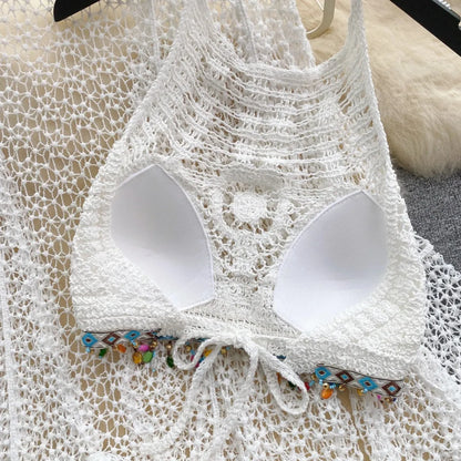 Saída de Praia em Crochê Branco Natural – Amalfi