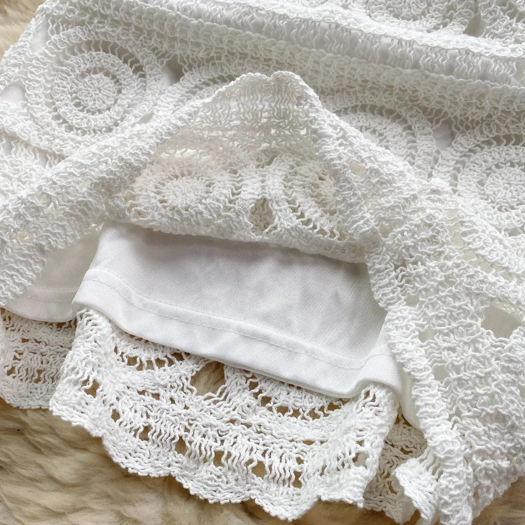 Saída de Praia em Crochê Branco Natural – Amalfi