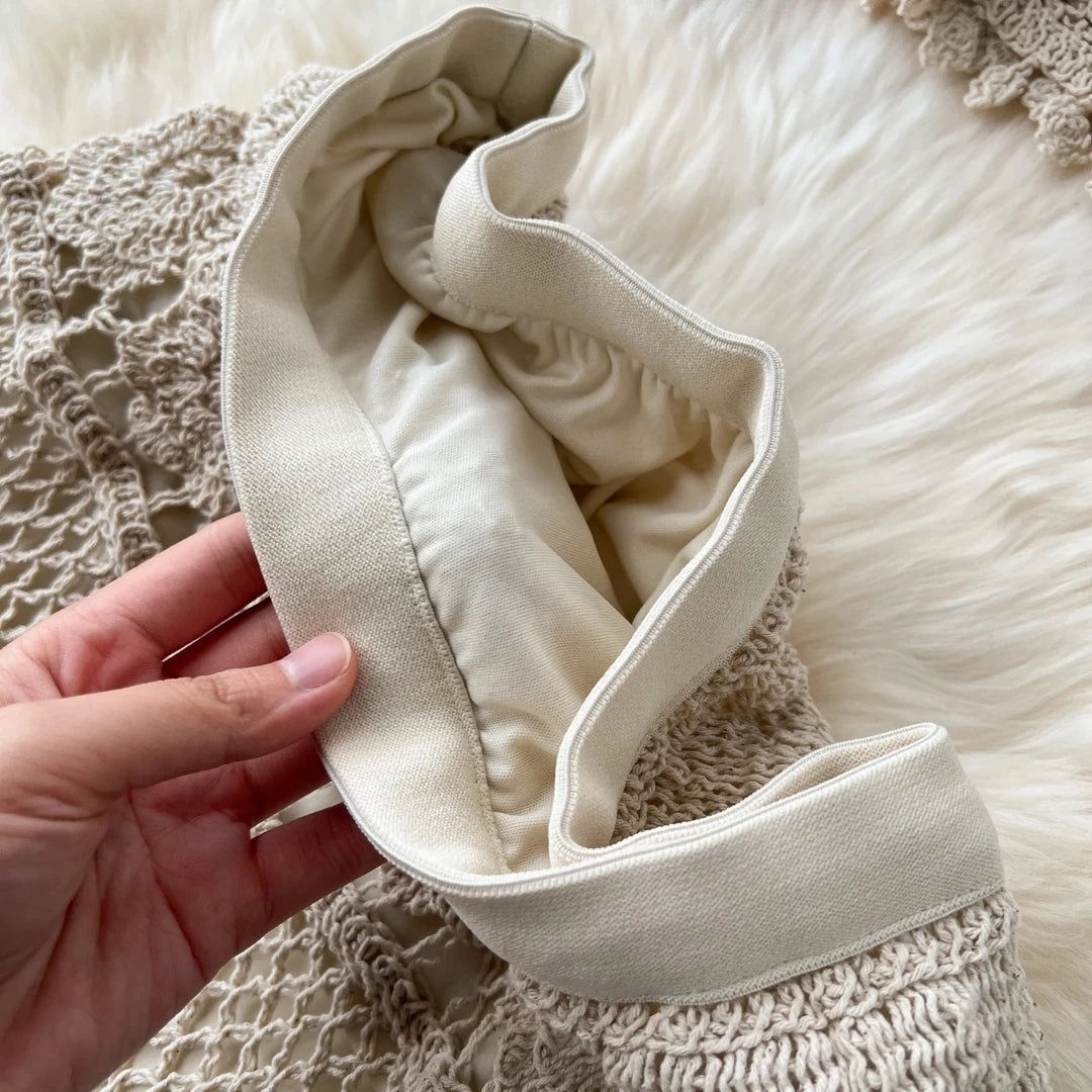 Saída de Praia Longa em Tricot Natural – Sienna