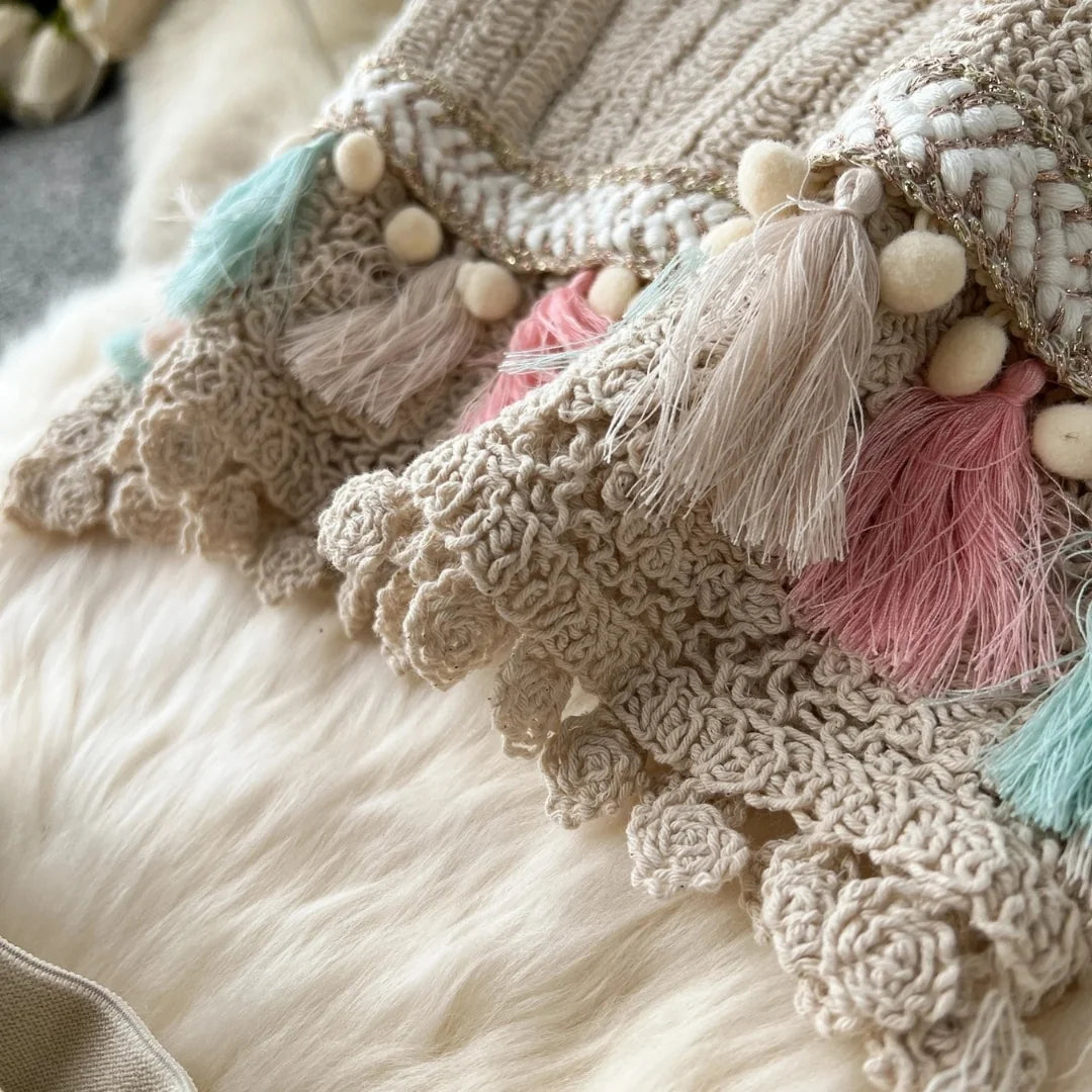 Saída de Praia Longa em Tricot Natural – Sienna