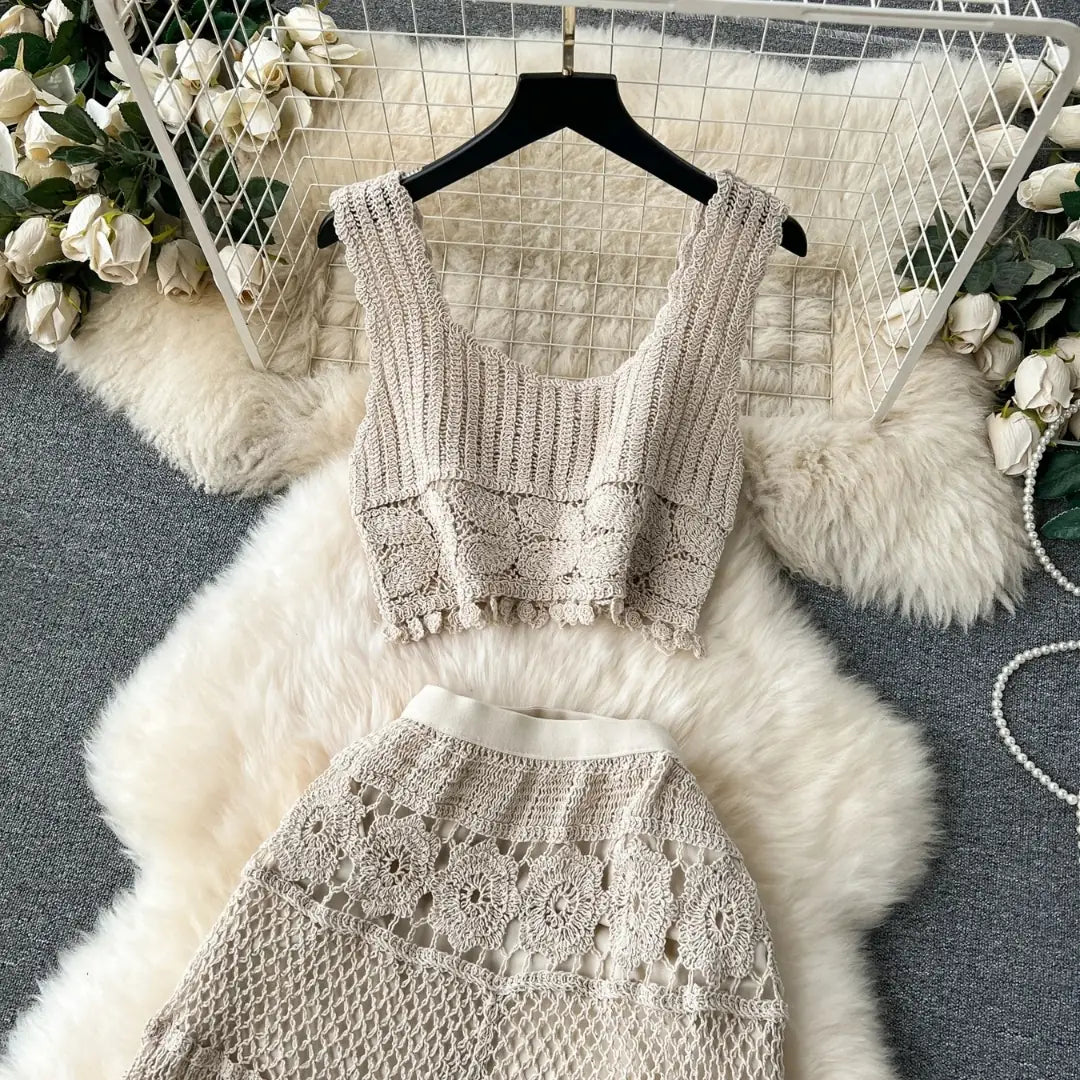 Saída de Praia Longa em Tricot Natural – Sienna