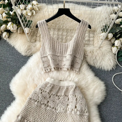 Saída de Praia Longa em Tricot Natural – Sienna