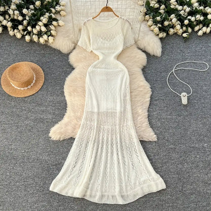 Saída de Praia Longa Tricot Rendado – Maelle