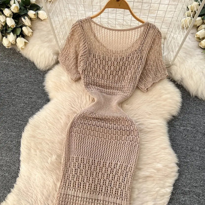 Saída de Praia Longa Tricot Rendado – Maelle