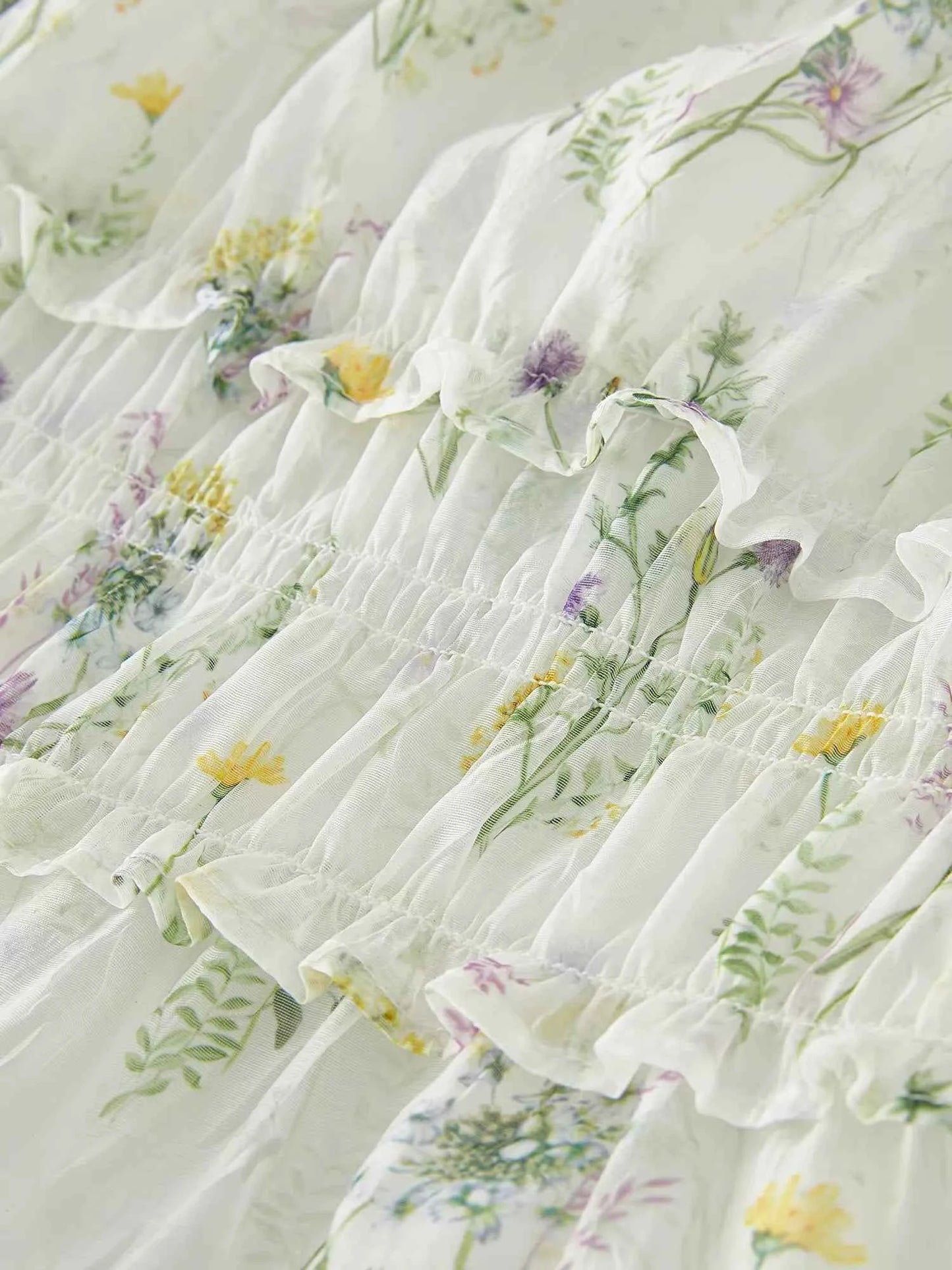 Vestido Midi Floral Feminino Jardin - Alças Finas & Cintura Alta